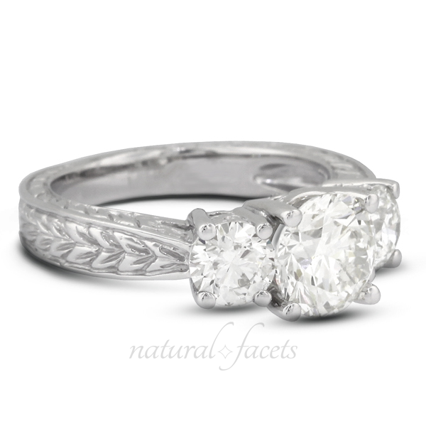 Engrave Three Stone Three Stone Engagement Ring